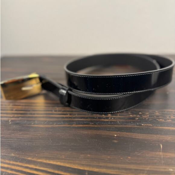 NWT Gucci By Tom Ford G Logo Black Leather and Gold Belt - Picture 7 of 9